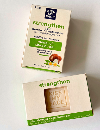 Shampoo sólido 2 en 1  para cabello seco o dañado - Strengthen